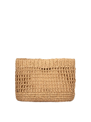 Me Fui pochette donna in rafia beige
