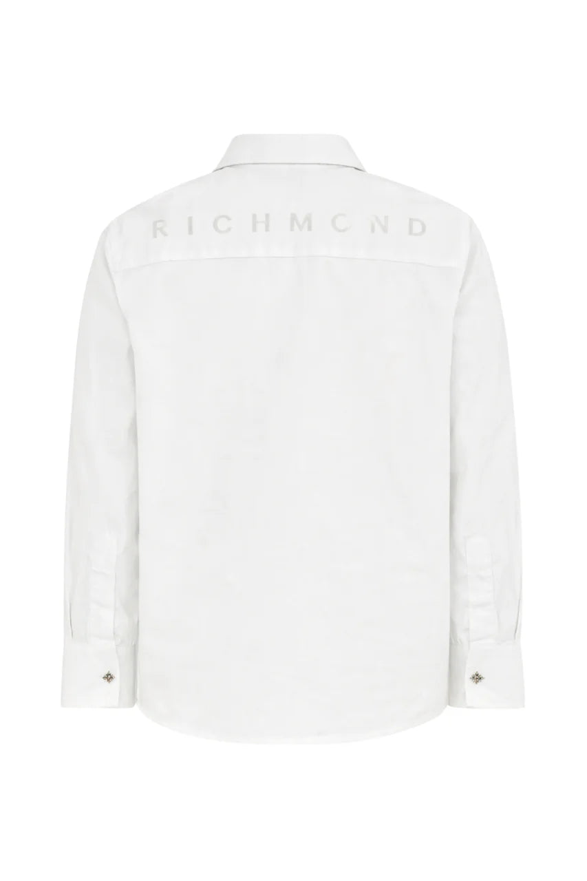 John Richmond camicia manica lunga bambino con logo bianco