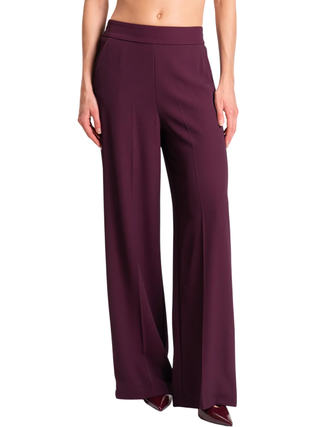 Vicolo pantaloni palazzo in tessuto fluido color prugna TF0360 PRUGNA VICOLO 