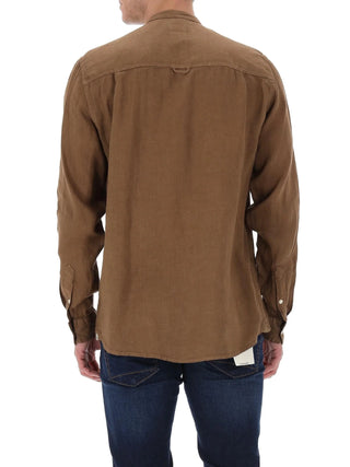 Liu Jo camicia alla coreana uomo in lino marrone