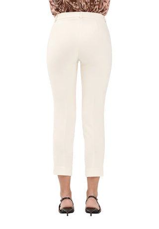Simona Corsellini pantaloni slim crop donna in tessuto crepe panna