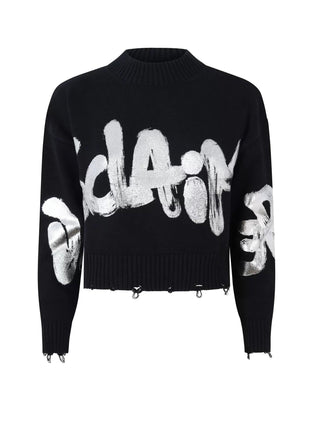 Disclaimer maglia crop con logo nero 55174 NERO DISCLAIMER 