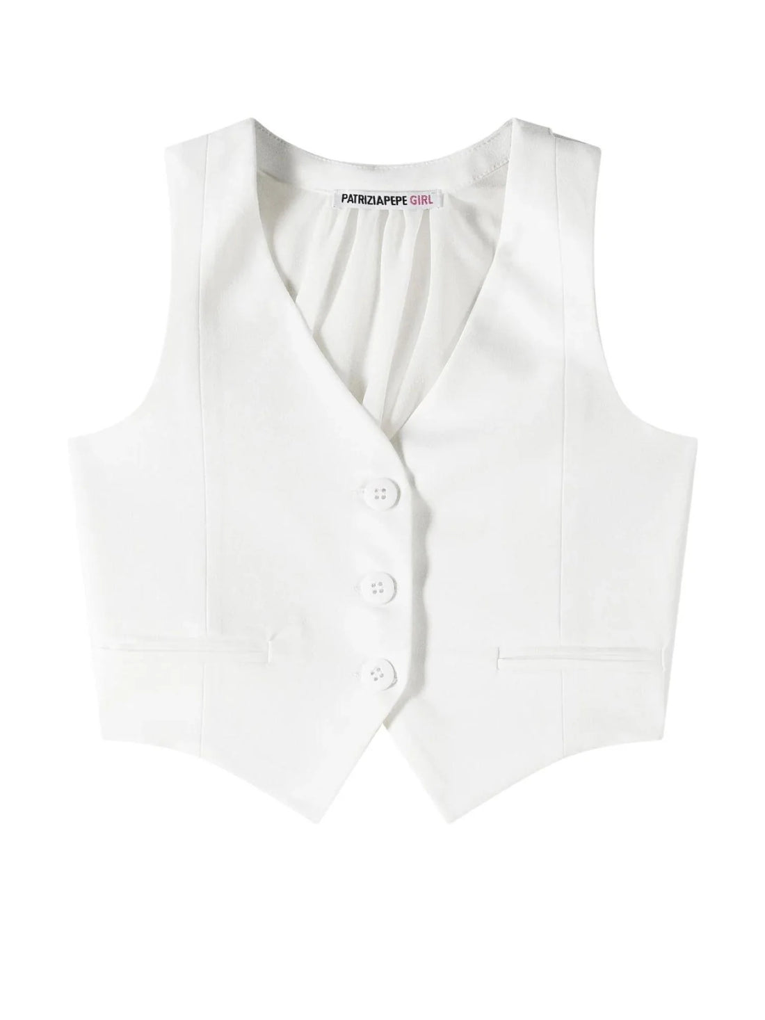Patrizia Pepe gilet bambina in georgette e crepe bianco