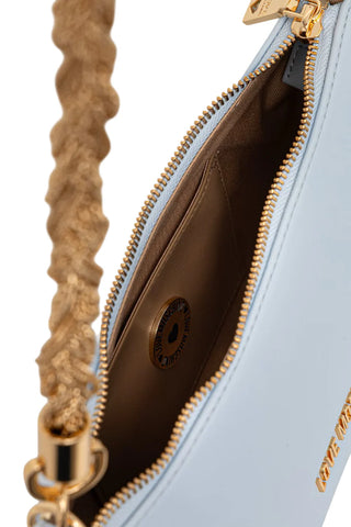 Love Moschino borsa in ecopelle con manico gioiello celeste