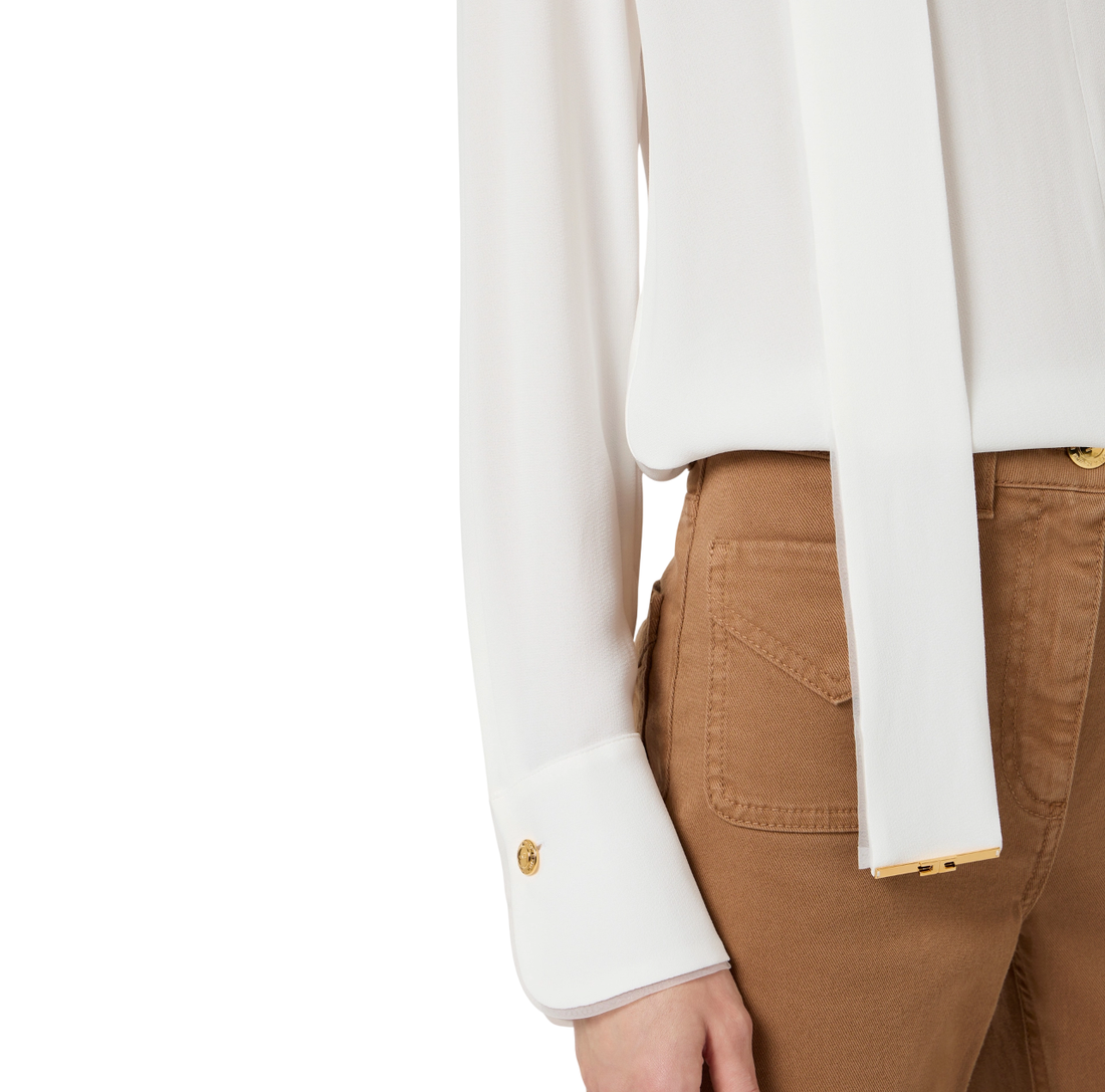 Elisabetta Franchi camicia con fusciacca in georgette bianco