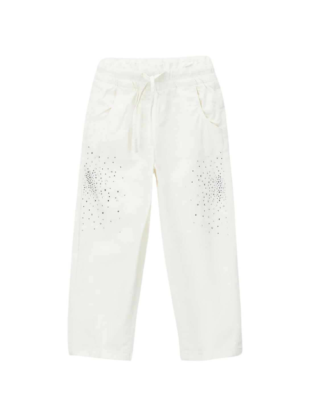 iDo pantaloni bambina con strass bianco latte