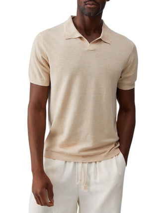 Liu Jo polo in maglia misto lino uomo beige