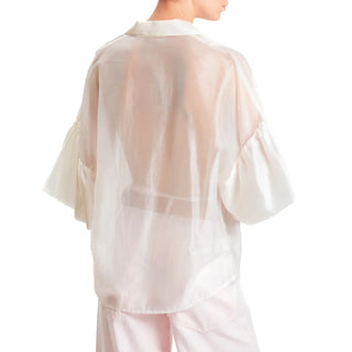 Vicolo camicia in georgette con trasparenze panna