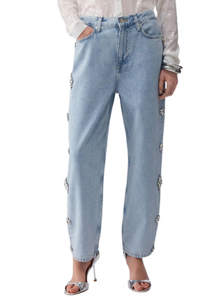 Liu Jo jeans gamba dritta con applicazioni gioiello lavaggio chiaro