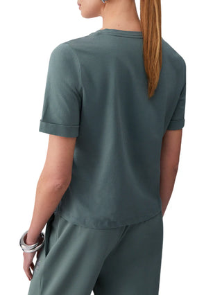 Liu Jo T-shirt scollo a V con strass verde salvia
