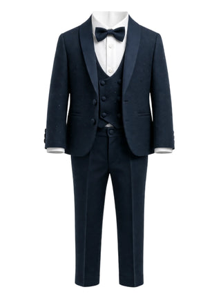 Emanuel Pris completo bambino giacca pantalone panciotto con strass blu