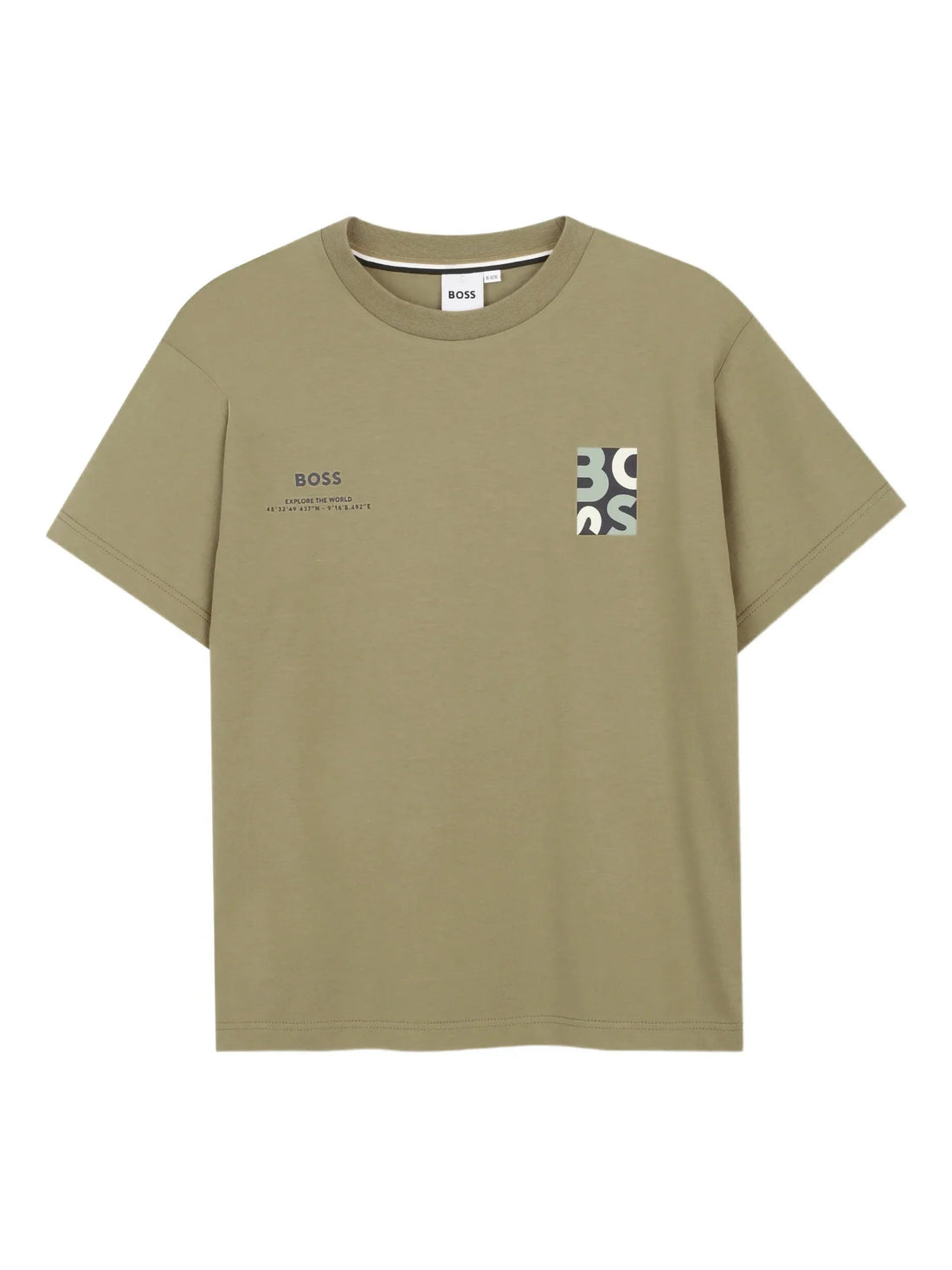 Boss T-shirt bambino in cotone con logo beige