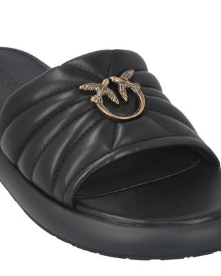 Pinko ciabatte Fiona in pelle con logo nero