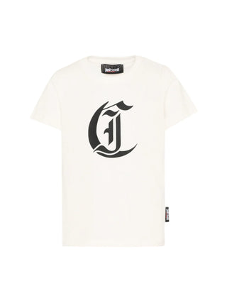Just Cavalli T-shirt unisex bambino con logo panna