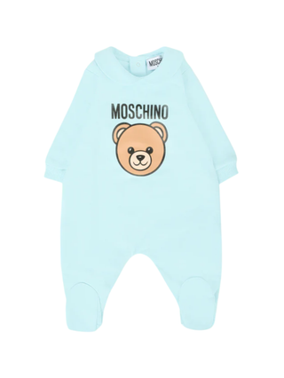 Moschino tutina neonato unisex con orsetto celeste MUY08J-LCA40 40304 MOSCHINO 