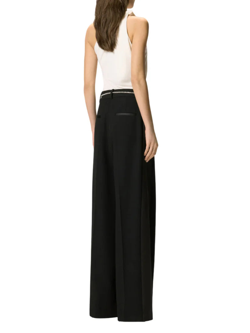 Pinko pantaloni palazzo Cedro con cintina gioiello nero