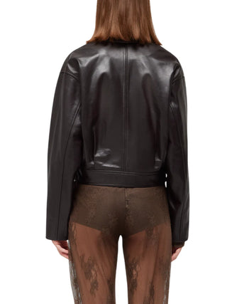 Blugirl giubbino donna in pelle marrone cioccolato