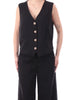 Yes Zee gilet donna misto lino nero