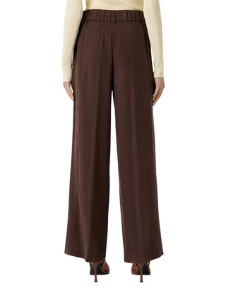 Sandro Ferrone pantaloni donna gamba larga misto viscosa marrone