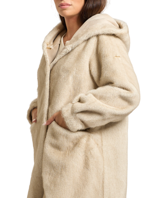 Yes Zee pelliccia ecologica con cappuccio beige O059-KI00 0222 YES-ZEE 