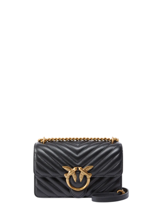Pinko borsa Love Bag One Mini in pelle trapuntata nero oro