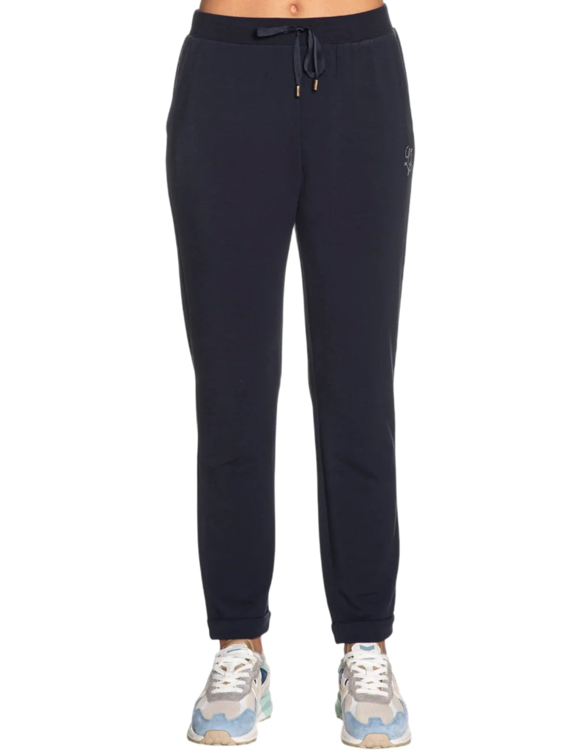 Liu Jo pantaloni joggers con logo strass blu
