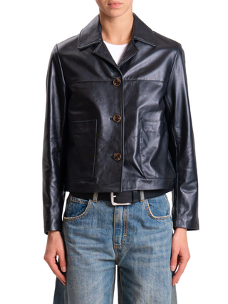 Vicolo giacca in pelle donna con tasche nero TF0327 NERO VICOLO 