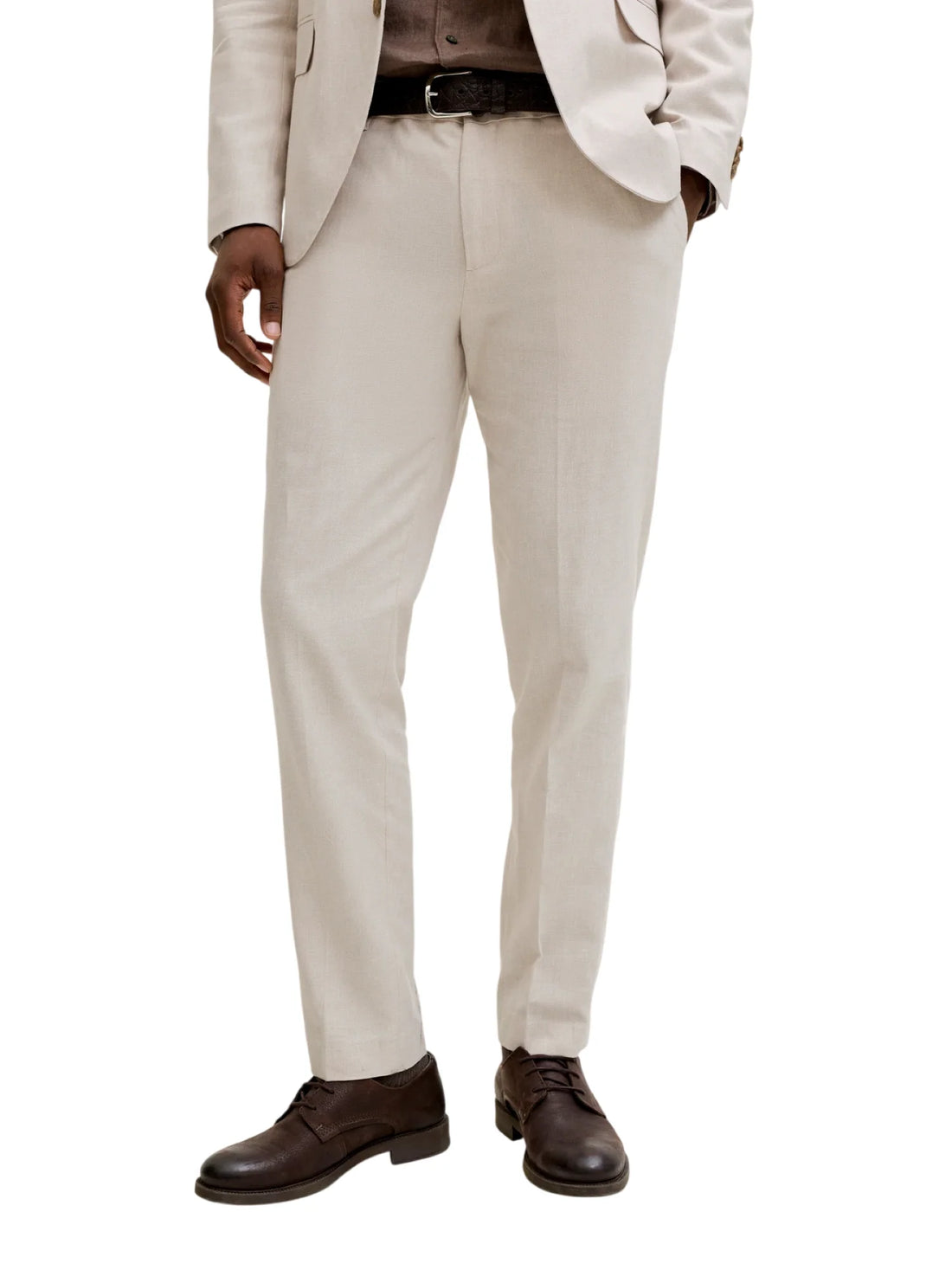 Jack&Jones pantaloni slim uomo misto lino ecrù