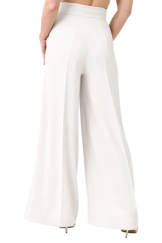 Silence pantaloni palazzo vita alta panna