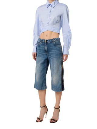 Elisabetta Franchi bermuda in denim con zip lavaggio blu