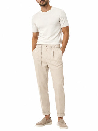 Le Braghe pantaloni uomo con coulisse misto viscosa tortora