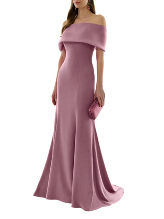 Couture Club abito cerimonia scollo omerale rosa
