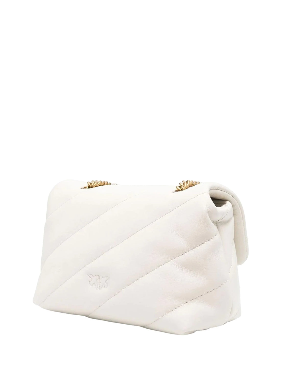Pinko borsa a spalla Love Bag Mini Puff in pelle trapuntata bianco oro