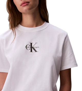 Calvin Klein Jeans T-shirt donna in jersey con logo bianco
