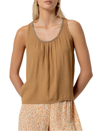 Surkana top donna in viscosa color cammello