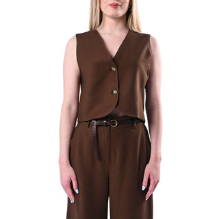 Haveone gilet donna misto viscosa marrone LIA-Q044 MORO HAVEONE 