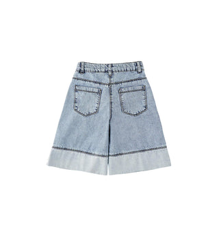 iDo bermuda bambina in denim con strappi lavaggio blu