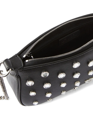 Pinko borsa half Moon mini con strass nero