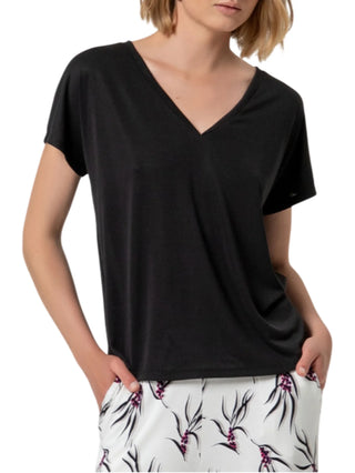 Surkana T-shirt scollo a V donna nero
