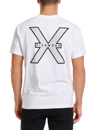 John Richmond T-shirt uomo con logo strass bianco UMA25455TS WHITE John RICHMOND