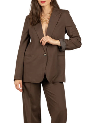 Vicolo giacca blazer monopetto donna marrone