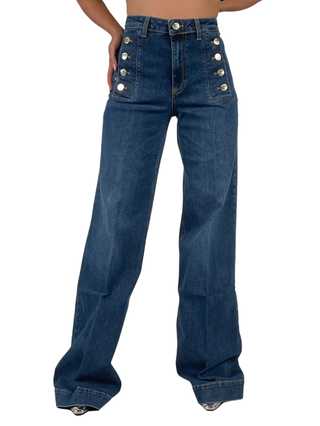 Vicolo jeans a palazzo Giudith con bottoni lavaggio blu DF5076 LAV.SCURO VICOLO 