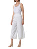 Surkana pantaloni wide leg crop con dettagli crochet bianco
