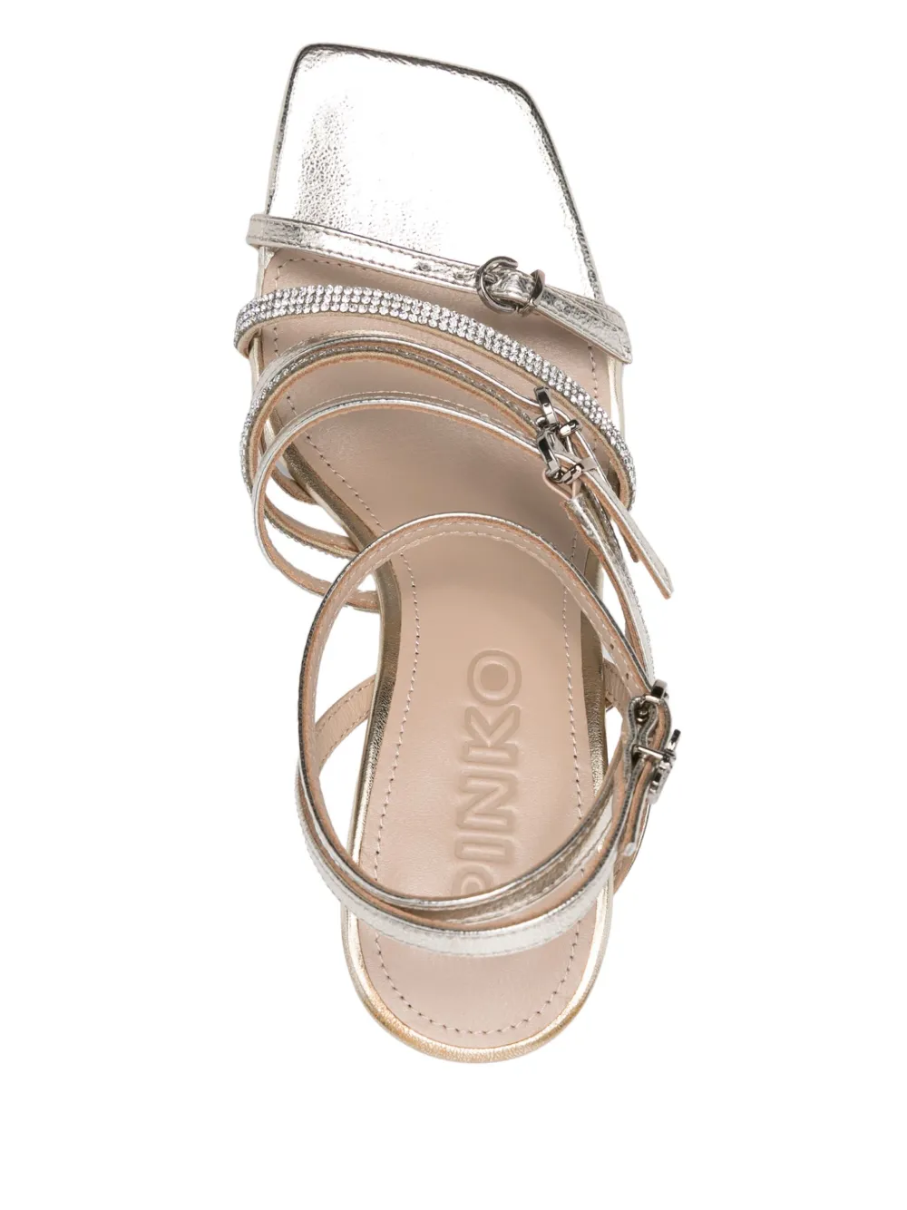 Pinko sandali alti Lisa con fascette strass platino