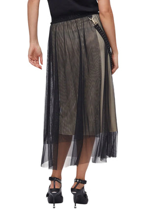 Liu Jo gonna midi in tulle con tracolla gioiello nero