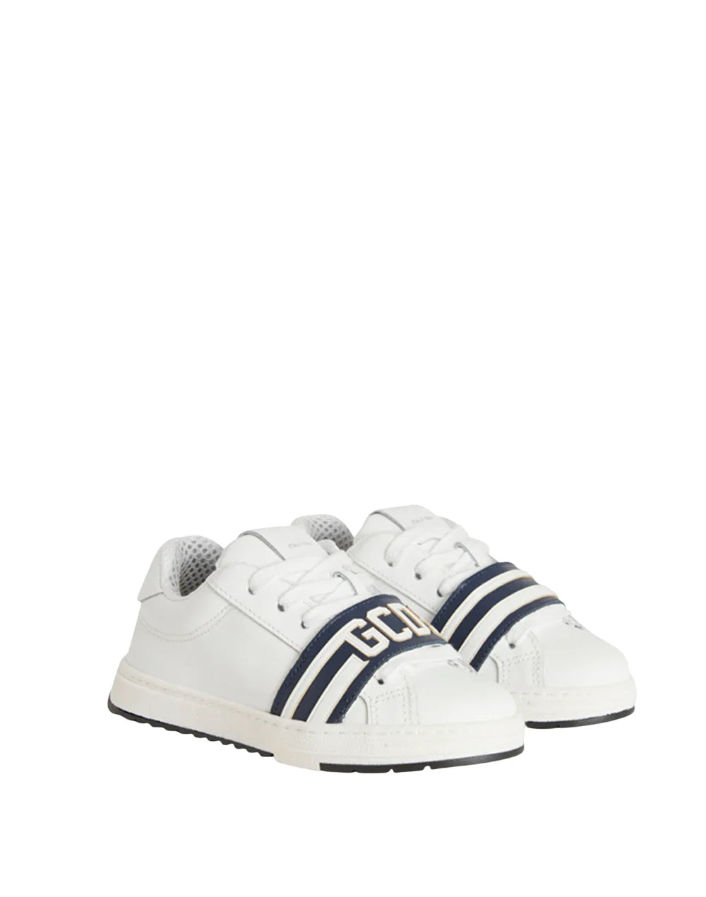 GCDS sneakers bambino in pelle con logo bianco
