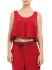 Haveone top crop donna con pinces rosso scuro