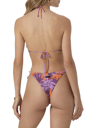 Me Fui bikini triangolo e slip stampa tropicale lilla arancio