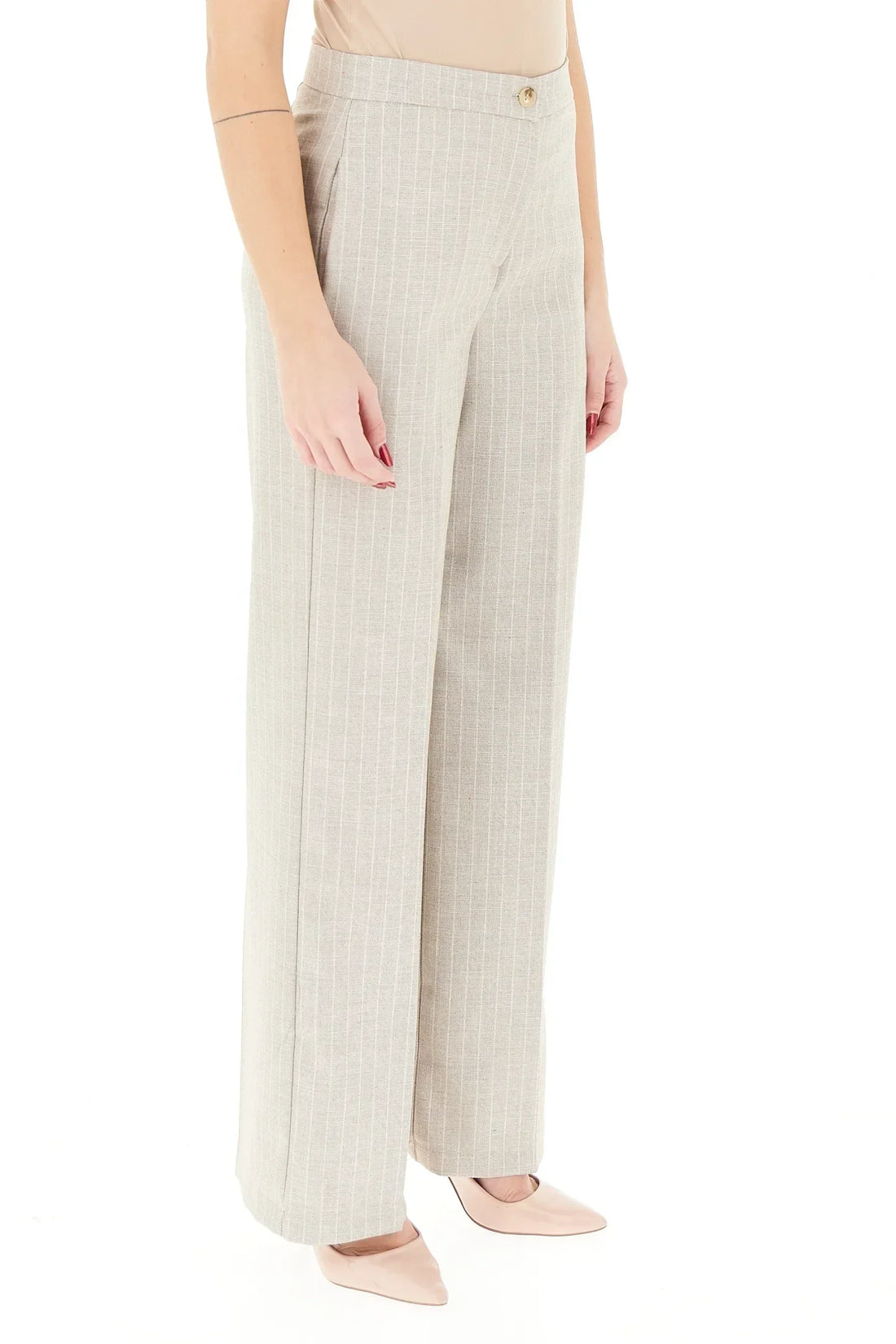 Vicolo pantaloni palazzo in fantasia gessata grigio