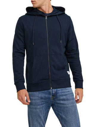 Jack&Jones felpa con cappuccio e zip blu